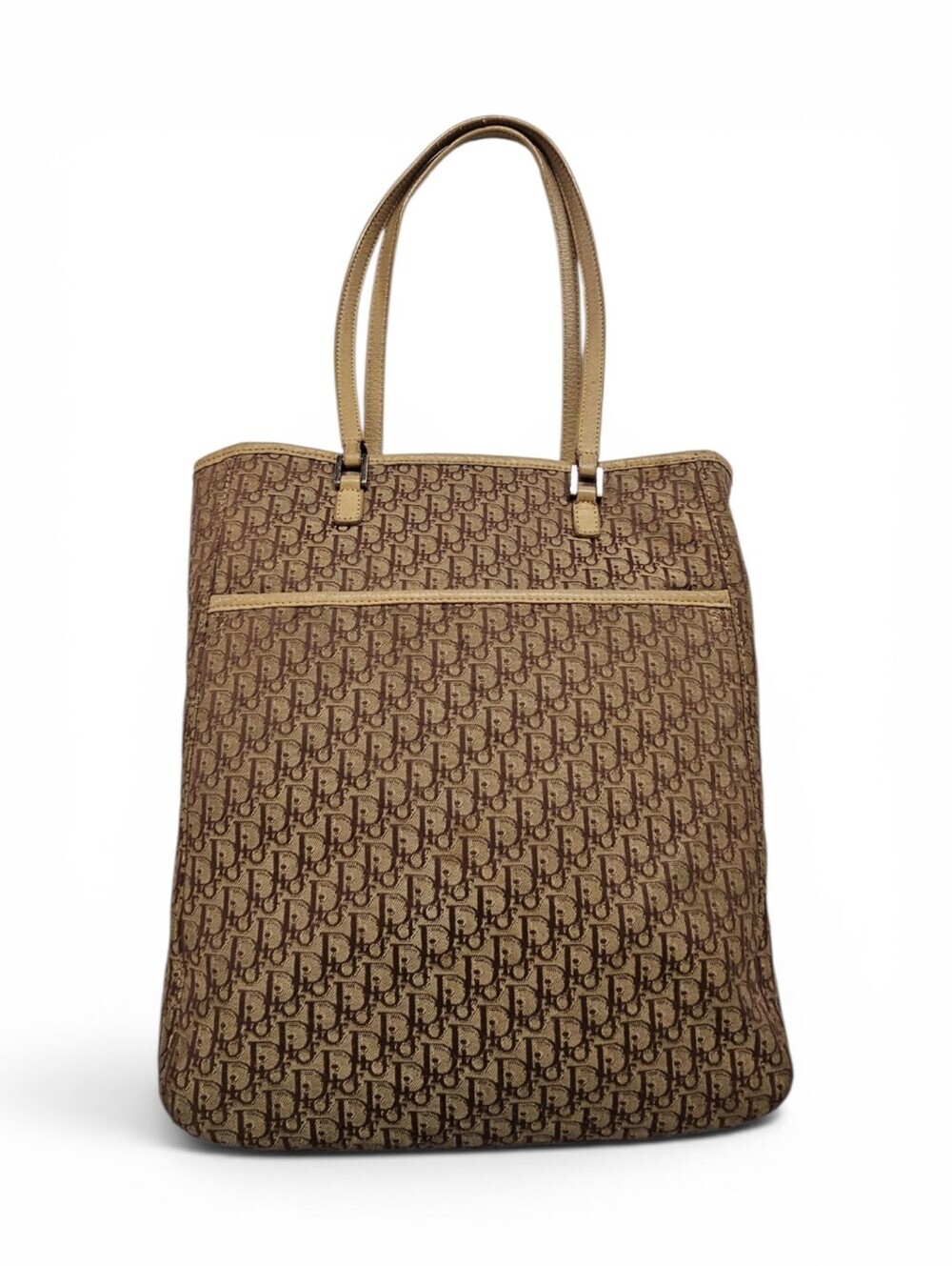 Dior Trotter Diorissimo Monogram Canvas And Leather Tote Bag In Brown And Tan